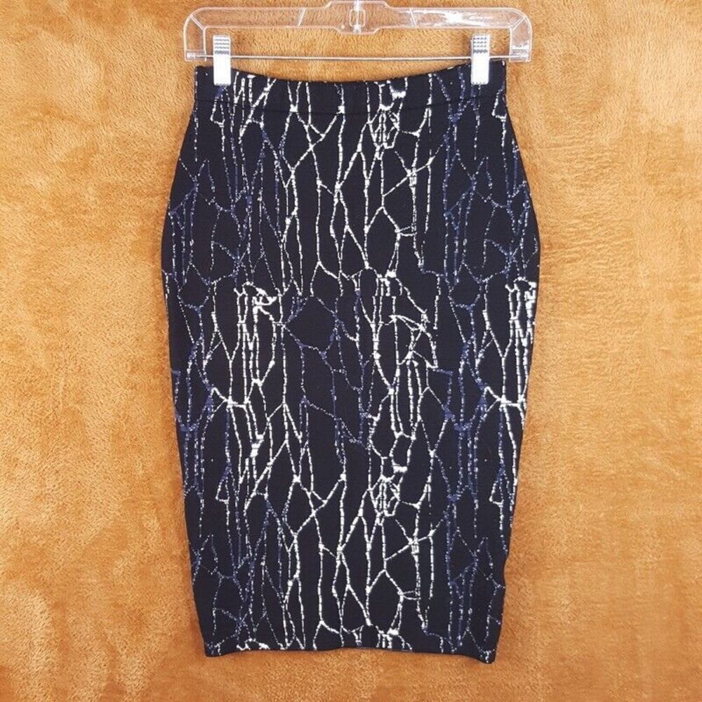 JONATHAN SIMKHAI Womens Skirt Small Black Pencil Pull On Jacquard Knit Stretch